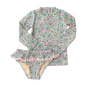 SHADE CRITTERS GIRLS FLORAL TWO PEICE RASHGUARD